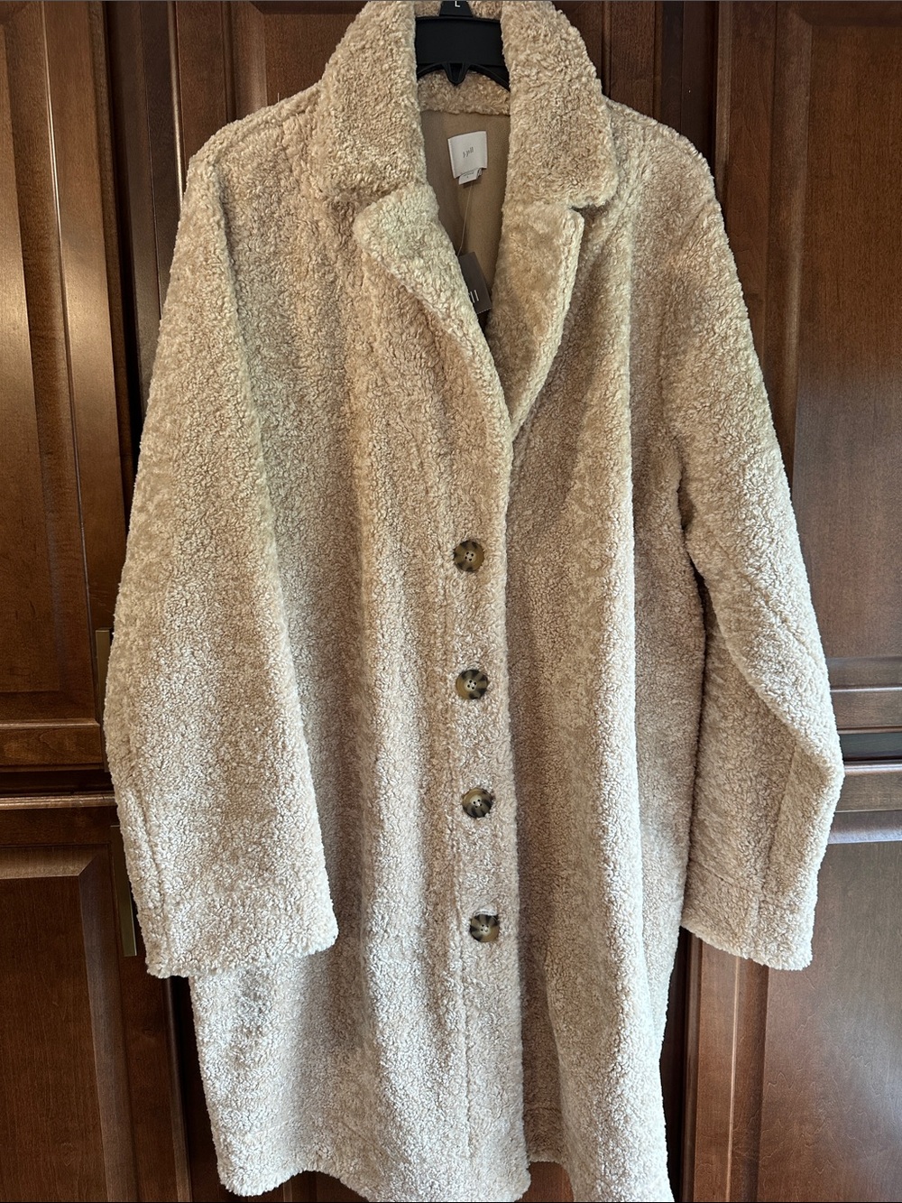 J. Jill Cream Teddy Coat with Button Front
